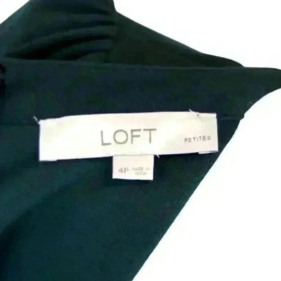Ann Taylor LOFT Forest Green Long Sleeve Fit & Flare Mini Dress Size 4 Petite - Picture 4 of 8